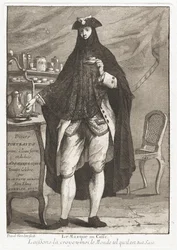De gemaskerde man die koffie drinkt