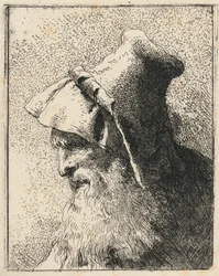 Profiel van een oude man met een baard