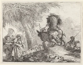 De Vlucht, Jozef Rechts en Maria en Engel Links