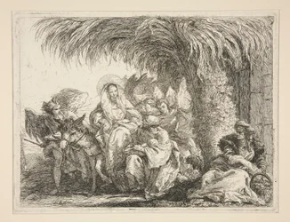 De Heilige Familie onder een Palmboom, uit de serie Idee pittoresche sopra la fuga in Egitto