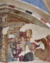 St. Catharina van Siena voor paus Gregorius XI in Avignon (fresco)