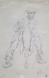 Buttero te paard (Toscaanse cowboy)