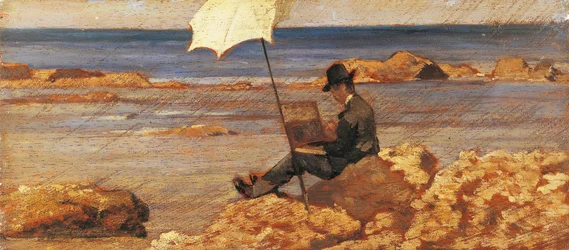 Schilderij op de rotsen