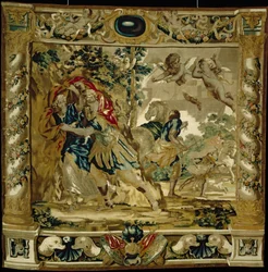 Dido en Aeneas zoeken beschutting tegen een storm