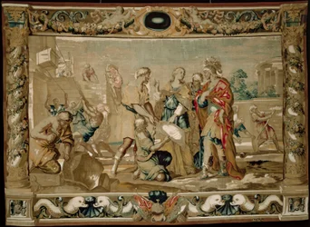 Dido toont Aeneas de plannen voor de vestingwerken van Carthago