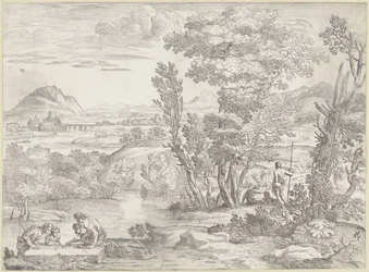 Landschap met vier dobbelaars