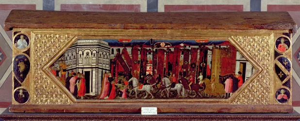 Cassone versierd met een scène van de Palio van S. Giovanni