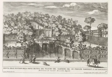 Fontein in de tuinen van Villa Doria Pamphilj te Rome