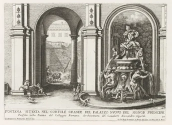 Fontein in een binnenplaats van het Palazzo Doria Pamphilj te Rome