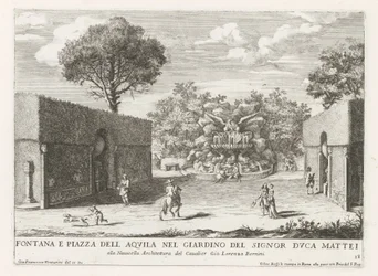 Fontein met adelaar in de tuinen van de Villa Celimontana te Rome