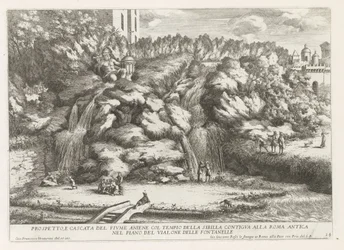 Landschap met cascade en Tempel van de Tiburtijnse Sibille te Tivoli