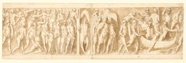 32 kopieën naar de zuil van Marcus Aurelius, Piazza Colonna in Rome