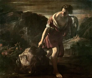 David sleept het hoofd van Goliath