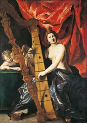 Venus speelt harp, Allegorie van Muziek