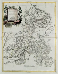 Russisch Lapland met de gouvernementen Olonecholi, Carelia, Bielozero en Ingria in Europees Rusland, uit Tome III van de "Nieuwe Atlas", gegraveerd door G. Zuliani