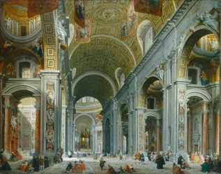 Interieur van de Sint-Pietersbasiliek, Rome