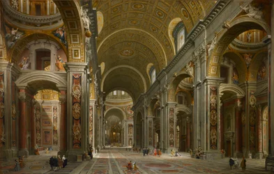 Interieur van de Sint-Pietersbasiliek, Rome