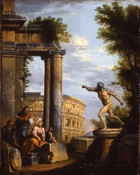 Capricci van klassieke ruïnes met filosoferende filosofen