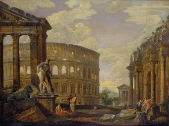 Landschap met Hercules en ruïnes van het oude Rome