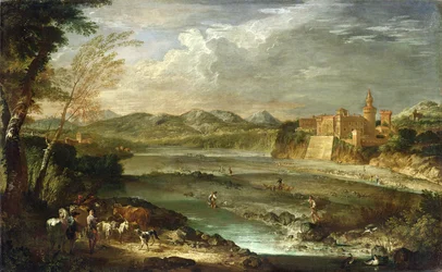 De vallei van Trebbia met het kasteel van Rivalta, ca. 1720
