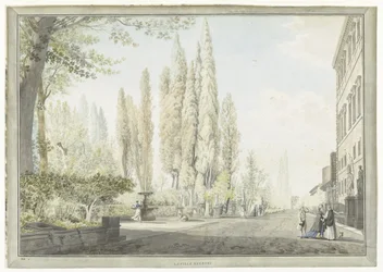 Gezicht op Villa Montalto te Rome - La ville Negroni (titel op object) - Gezichten op Rome en omgeving (serietitel)