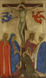 De Kruisiging (Christus aan het kruis met de HH. Franciscus, Maria Magdalena, Maria, Johannes en Ignatius van Antiochië)