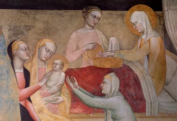 Het leven van de maagd: de geboorte van Maria (detail)