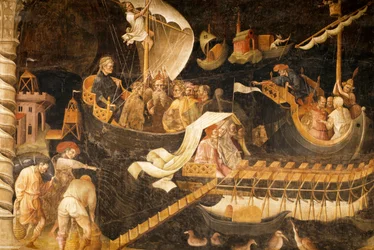 Vertrek van de Wijzen, scène uit de cyclus Reis van de Wijzen, ca. 1420
