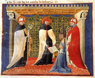 Miniatuur van de statuten van de drapersgilde