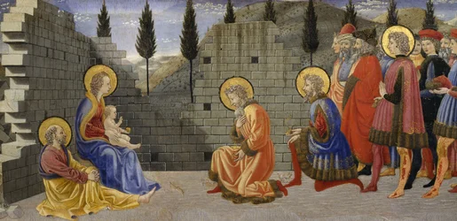 Aanbidding van de Wijzen, detail van Geboorte en aanbidding van de Wijzen, tussen 1457 en 1459, door Giovanni di Francesco, tempera op hout