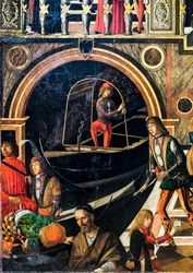 De wonderbaarlijke genezing van de dochter van Benvegnudo da San Polo dankzij een relikwie van het kruis, circa 1502 (olieverf op doek)