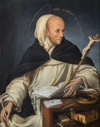 Portret van een monnik gekleed als St. Thomas van Aquino