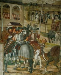 Voorbereidingen voor een toernooi (fresco)