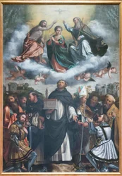 De kroning van de Maagd en Sint Dominicus