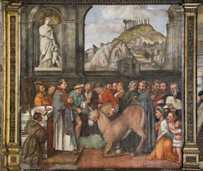 Het wonder van de muilezel, de Noordelijke Muur, School van de Heilige (detail)