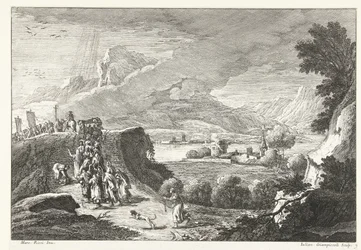 Landschap met begrafenisstoet