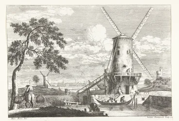 Landschap met molen aan water