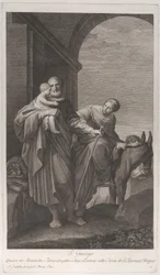 Sint Jozef draagt het Christuskind tijdens de vlucht naar Egypte