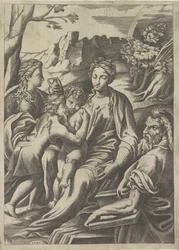 Heilige Familie met de jonge Johannes de Doper en Maria Magdalena