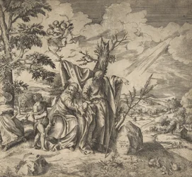 De rust van de Heilige Familie op hun vlucht naar Egypte
