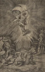 De opstanding van Christus, met een banier in zijn rechterhand, soldaten rondom het t..., 1561