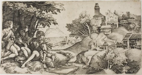 Herders in een landschap