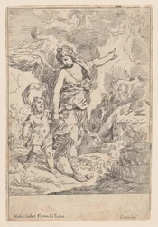 Een beschermengel die hand in hand loopt met een jong kind, 1640-1660