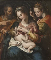De Heilige Familie met St. Catharina, ca. 1600
