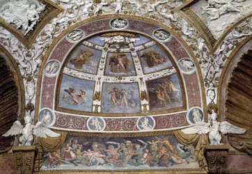 Medaillon van het plafond van de Zaal van de Adelaars van het Paleis van de Té in Mantua