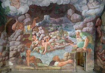 Sala dei Giganti, detail van de vernietiging van de reuzen door Jupiters bliksems (detail)