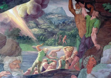 Sala dei Giganti, detail van de vernietiging van de reuzen door Jupiters bliksems (detail)