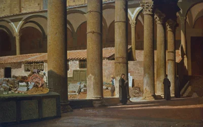 Het klooster van St Croce, ca. 1862, door Giuseppe Abbati, Italië