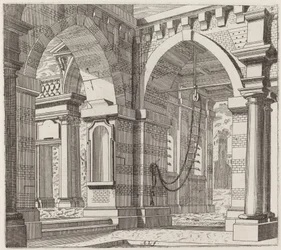 Architectonische fantasie met gebogen poorten