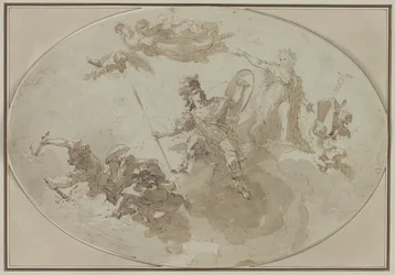 Plafondstudie: Allegorie van Vrede en Oorlog, ca. 1800